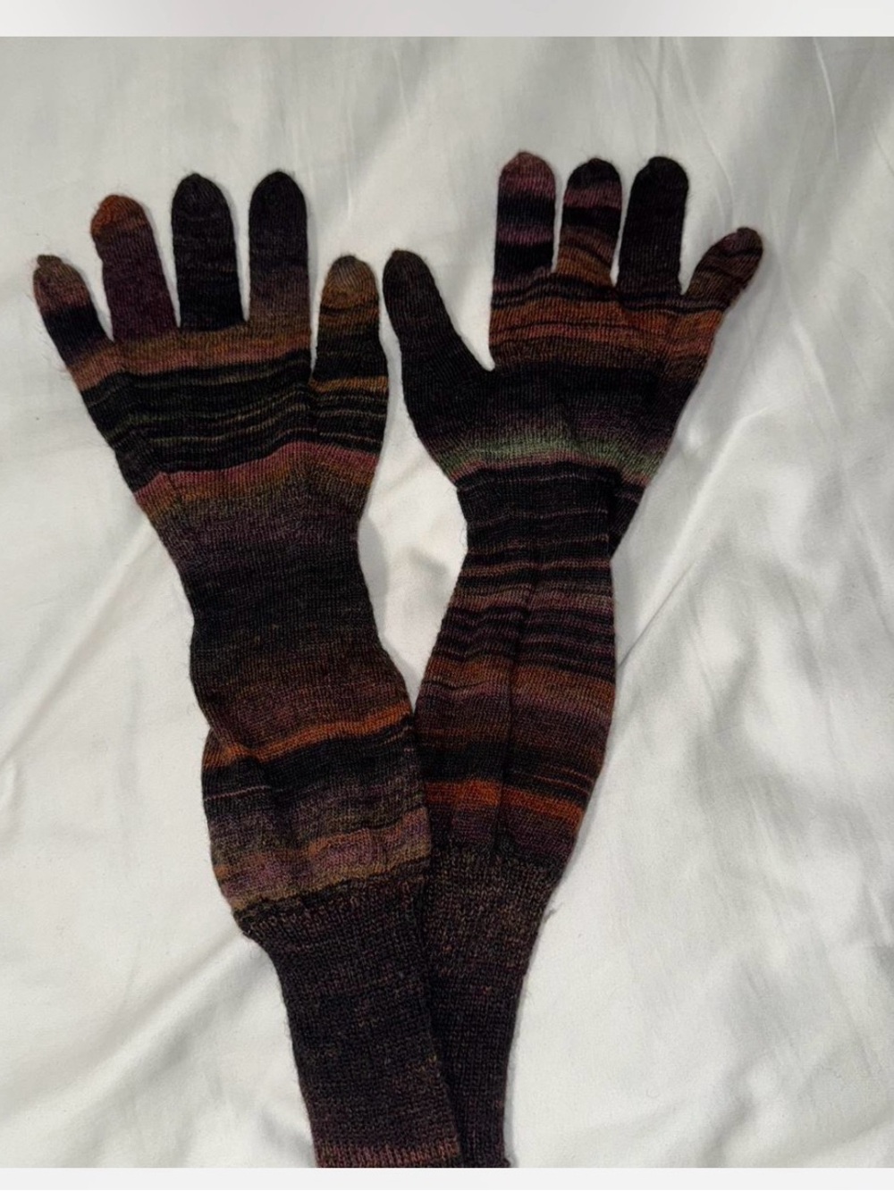 Paloma Wool Long Striped Knit Gloves in Brown and Black